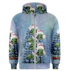 Merry Christmas, Funny Mushroom With Christmas Hat Men s Zipper Hoodie by FantasyWorld7