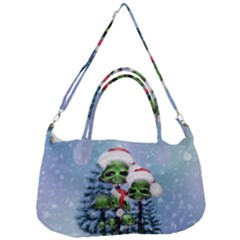 Merry Christmas, Funny Mushroom With Christmas Hat Removal Strap Handbag by FantasyWorld7