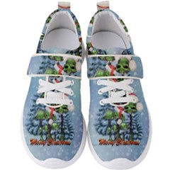 Merry Christmas, Funny Mushroom With Christmas Hat Men s Velcro Strap Shoes by FantasyWorld7