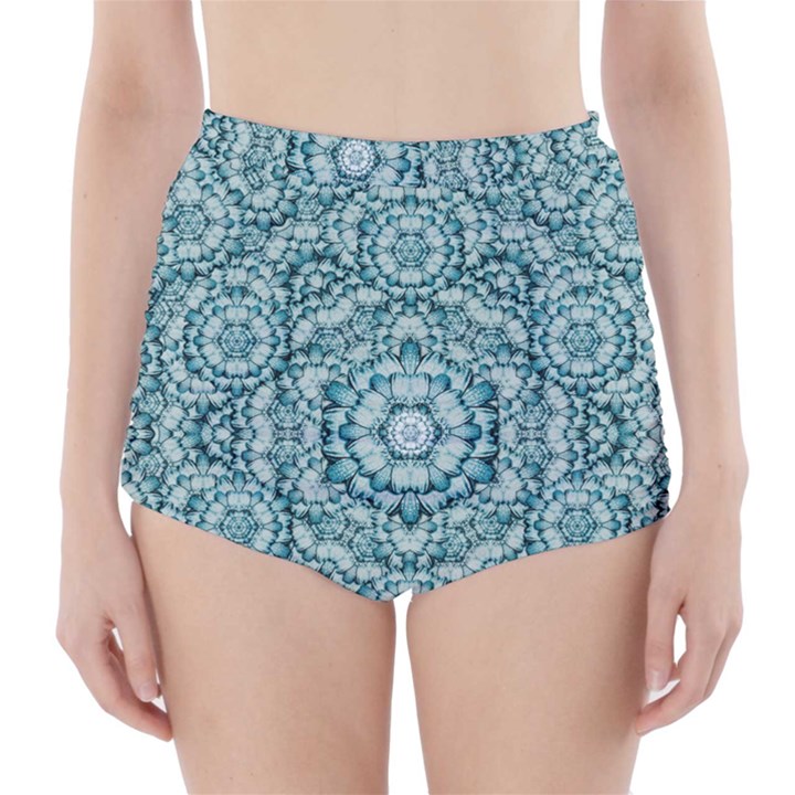 Paradise Flowers In Lovely Colors High-Waisted Bikini Bottoms