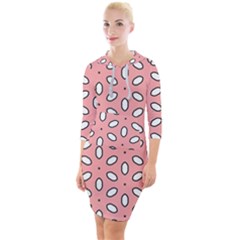 Pink Background Texture Quarter Sleeve Hood Bodycon Dress by Mariart