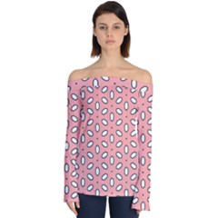 Pink Background Texture Off Shoulder Long Sleeve Top