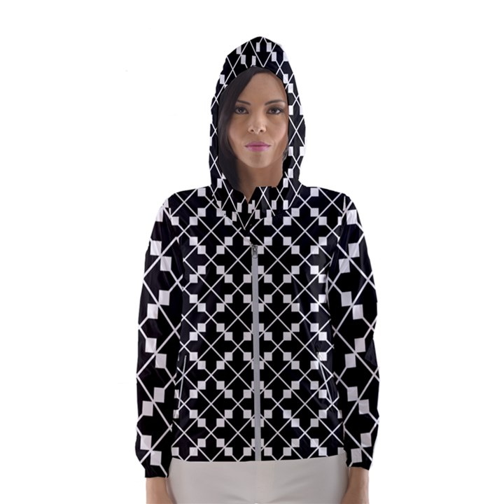 Abstract Background Arrow Women s Hooded Windbreaker