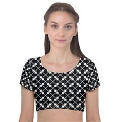 Abstract Background Arrow Velvet Short Sleeve Crop Top  by HermanTelo