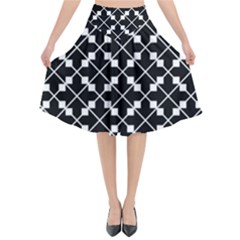 Abstract Background Arrow Flared Midi Skirt