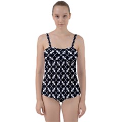 Abstract Background Arrow Twist Front Tankini Set by HermanTelo