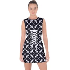 Abstract Background Arrow Lace Up Front Bodycon Dress