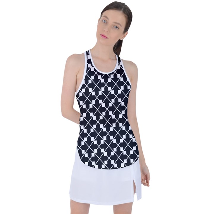 Abstract Background Arrow Racer Back Mesh Tank Top