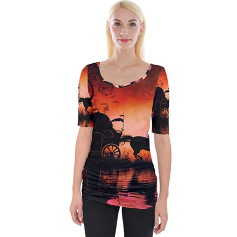 Drive In The Night By Carriage Wide Neckline Tee by FantasyWorld7