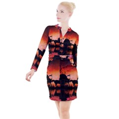 Drive In The Night By Carriage Button Long Sleeve Dress