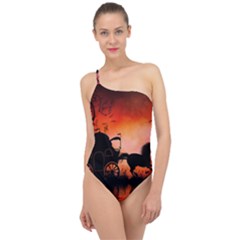 Drive In The Night By Carriage Classic One Shoulder Swimsuit by FantasyWorld7