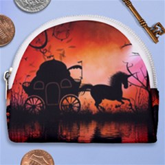 Drive In The Night By Carriage Horseshoe Style Canvas Pouch by FantasyWorld7