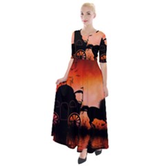 Drive In The Night By Carriage Half Sleeves Maxi Dress by FantasyWorld7