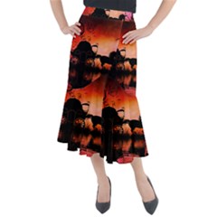 Drive In The Night By Carriage Midi Mermaid Skirt