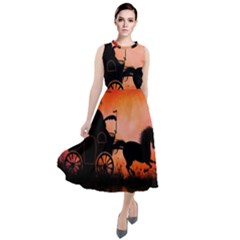 Drive In The Night By Carriage Round Neck Boho Dress