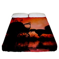 Drive In The Night By Carriage Fitted Sheet (queen Size) by FantasyWorld7