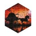 Drive In The Night By Carriage Wooden Puzzle Hexagon View1