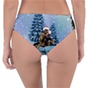 Merry Christmas, Funny Mouse On A Motorcycle With Christmas Hat Reversible Classic Bikini Bottoms View2