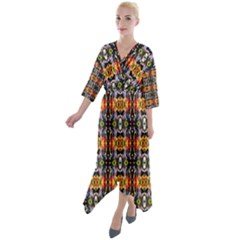 Ab 104 Quarter Sleeve Wrap Front Maxi Dress