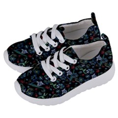 Watercolor Flowers On Black Kids  Lightweight Sports Shoes by bloomingvinedesign