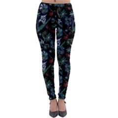 Watercolor Flowers On Black Lightweight Velour Leggings by bloomingvinedesign