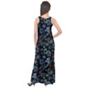 Watercolor Flowers On Black Sleeveless Velour Maxi Dress View2