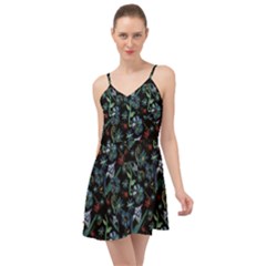 Watercolor Flowers On Black Summer Time Chiffon Dress by bloomingvinedesign