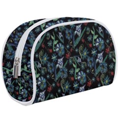 Watercolor Flowers On Black Makeup Case (large)