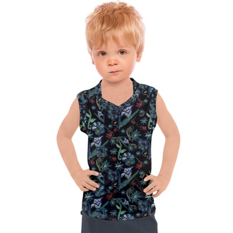 Watercolor Flowers On Black Kids  Mesh Tank Top by bloomingvinedesign