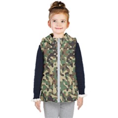 Army Pattern  Kids  Hooded Puffer Vest