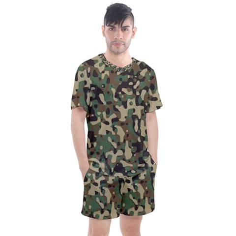 Army Pattern  Men s Mesh Tee And Shorts Set by myuique