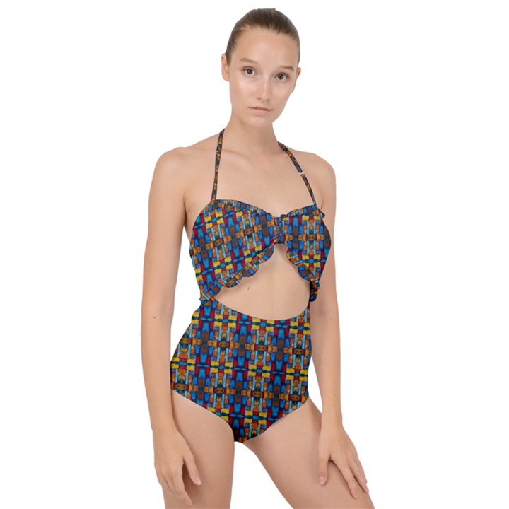 Ab 105 Scallop Top Cut Out Swimsuit