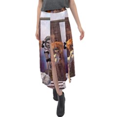 Cute Dark Fairys With Cat Velour Split Maxi Skirt by FantasyWorld7