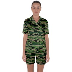 Camouflage Satin Short Sleeve Pyjamas Set by designsbymallika