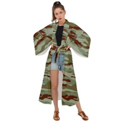 Brown And Green Camo Maxi Kimono