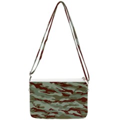 Brown And Green Camo Double Gusset Crossbody Bag