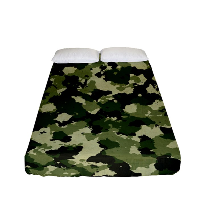 Dark Green Camouflage Army Fitted Sheet (Full/ Double Size)