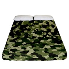 Dark Green Camouflage Army Fitted Sheet (california King Size) by McCallaCoultureArmyShop