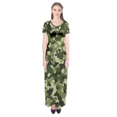 Dark Green Camouflage Army Short Sleeve Maxi Dress by McCallaCoultureArmyShop