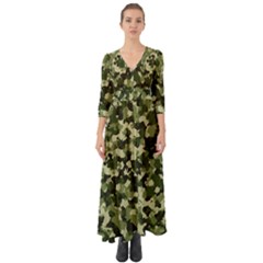 Dark Green Camouflage Army Button Up Boho Maxi Dress by McCallaCoultureArmyShop