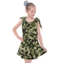 Dark Green Camouflage Army Kids  Tie Up Tunic Dress View1