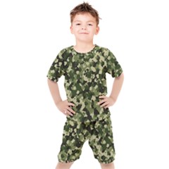 Dark Green Camouflage Army Kids  Tee And Shorts Set by McCallaCoultureArmyShop