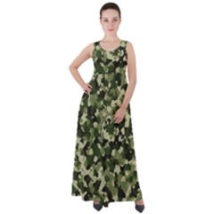 Dark Green Camouflage Army Empire Waist Velour Maxi Dress by McCallaCoultureArmyShop