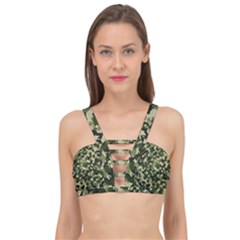 Dark Green Camouflage Army Cage Up Bikini Top