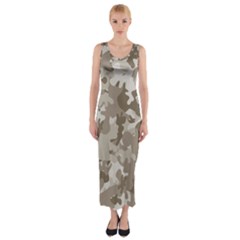 Tan Army Camouflage Fitted Maxi Dress by mccallacoulture