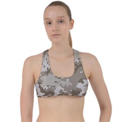 Tan Army Camouflage Criss Cross Racerback Sports Bra by mccallacoulture