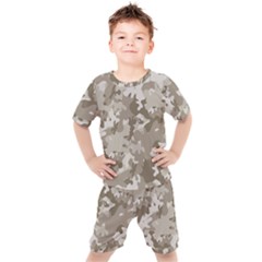 Tan Army Camouflage Kids  Tee And Shorts Set by mccallacoulture