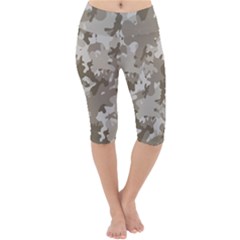 Tan Army Camouflage Lightweight Velour Cropped Yoga Leggings by mccallacoulture