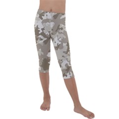 Tan Army Camouflage Kids  Lightweight Velour Capri Leggings  by mccallacoulture