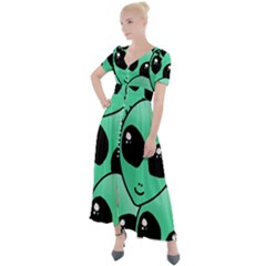 Alien Button Up Short Sleeve Maxi Dress